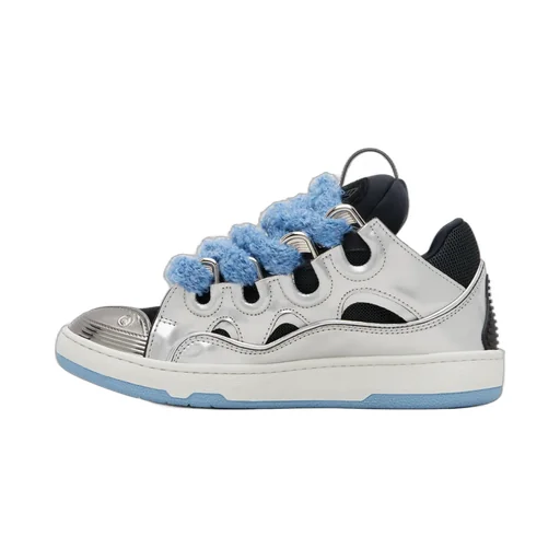 Curb Metallic Leather Mesh Sneakers
