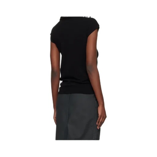 High-Neck Cap Sleeve Knit Sweater