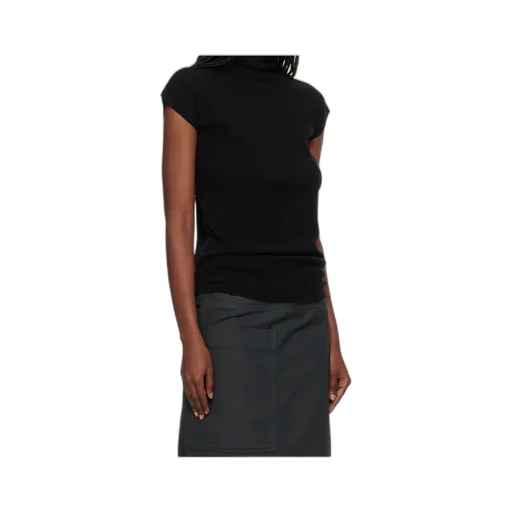 High-Neck Cap Sleeve Knit Sweater