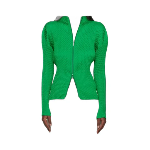 Long-Sleeved Zip-Up Knit Sweater