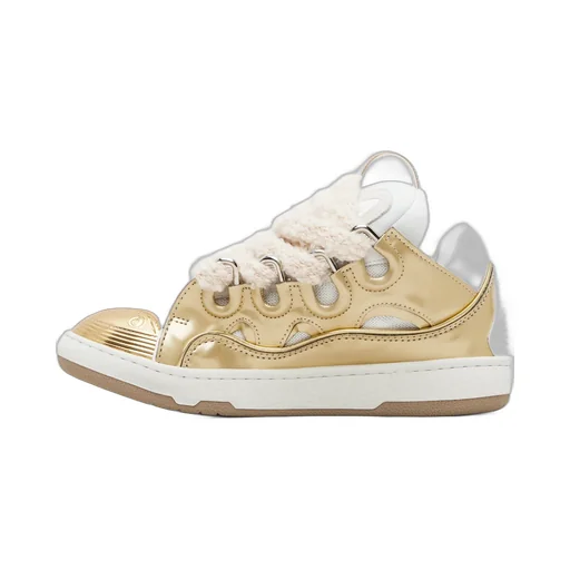 Curb Faux Metallic Leather Mesh Sneakers