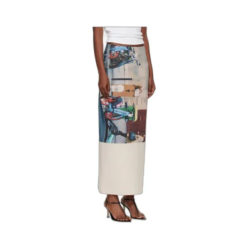 Graphic-Print Midi Skirt