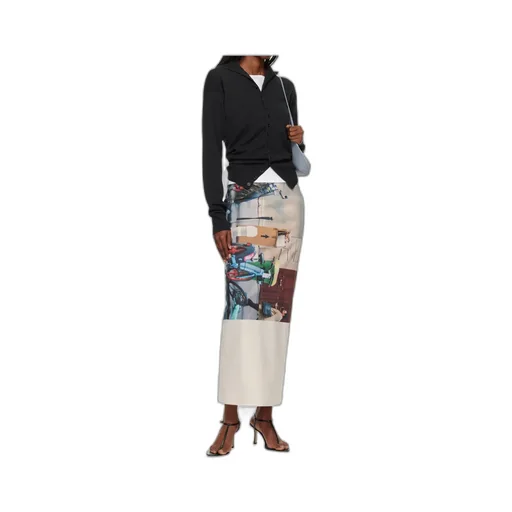 Graphic-Print Midi Skirt