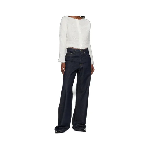 Shifted Fuzzy Pleats Button-Down Knitwear