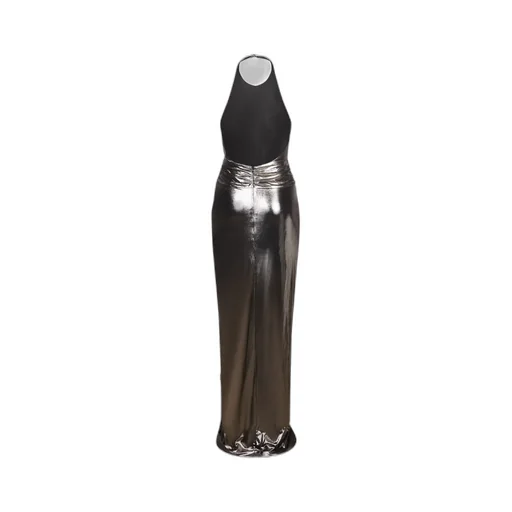 Metallic Fabric Halterneck Dress.
