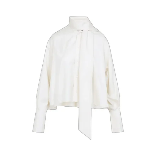 Cropped Lavalliere Shirt In Silk Twill