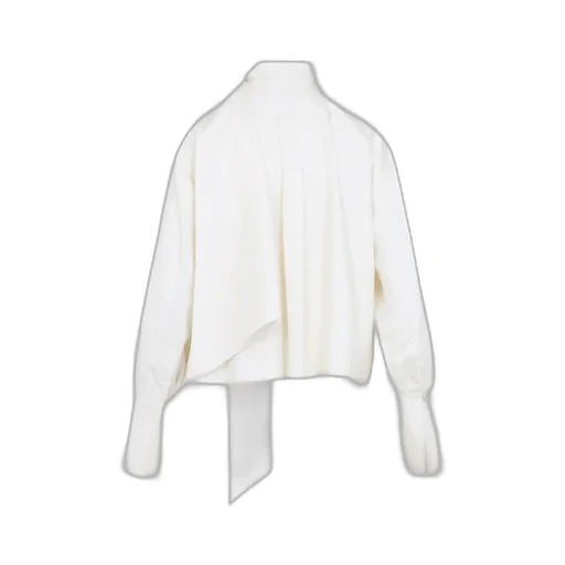 Cropped Lavalliere Shirt In Silk Twill