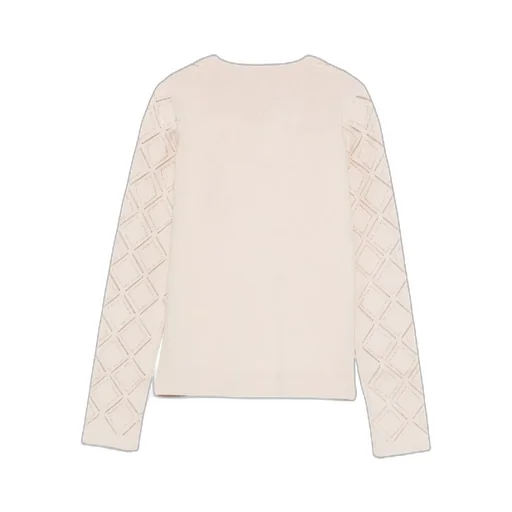 Open-Work Long-Sleeved Knitted Sweater