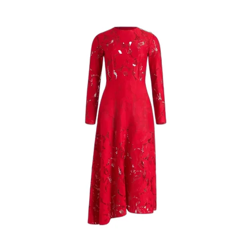 Patou Laced Long-Sleeves Midi Dress