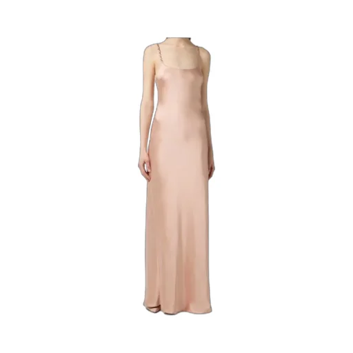 Chain-Embellished Satin Maxi Dress