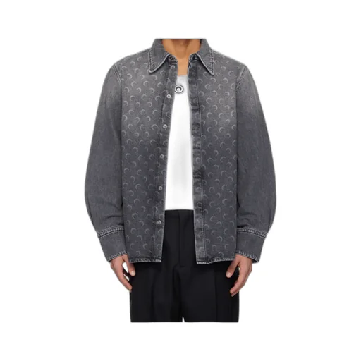 Marine Serre Long-Sleeved Denim Shirt