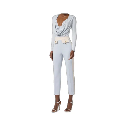 Contrast-Waistband Side-Stripe Trousers
