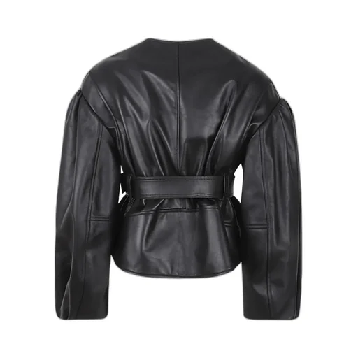 Simone Rocha	Cropped Sculpted Belt Detail Biker Jacket