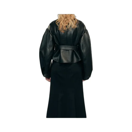 Simone Rocha	Cropped Sculpted Belt Detail Biker Jacket