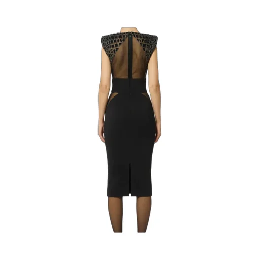 Elisabetta Franchi Lightweight CrÊPe Tulle Embroidered Dress