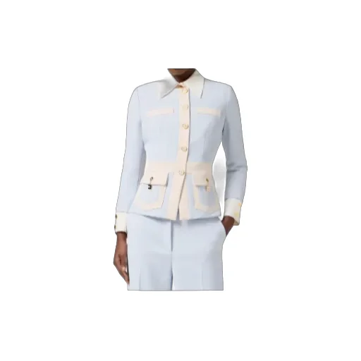 Colour-Blocking Button Jacket