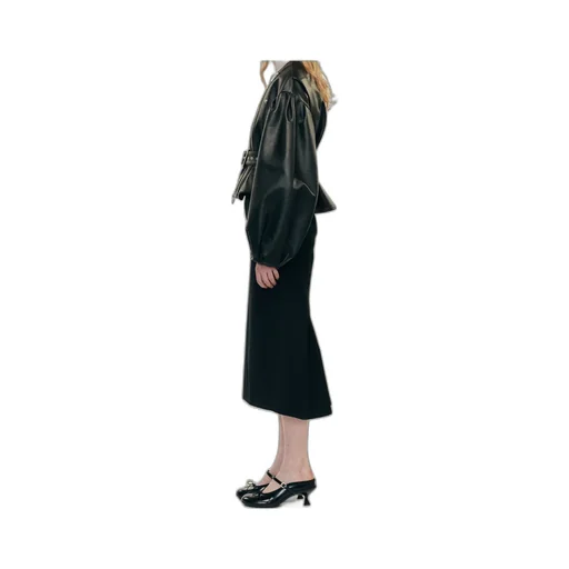 Multi Belt Loop Kick Back Skirt