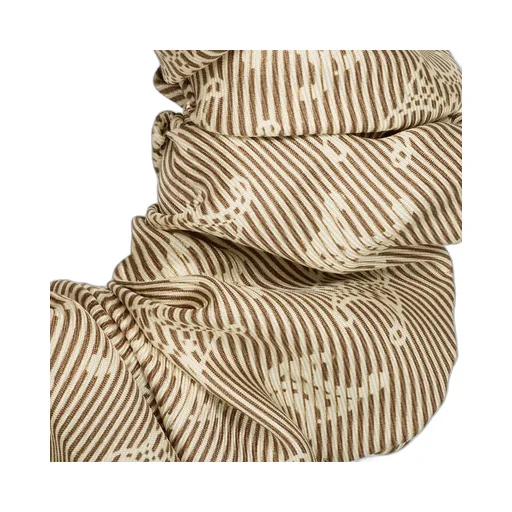 Celine Triomphe Diagonale Scrunchy In Silk And Brass With Gold Finish