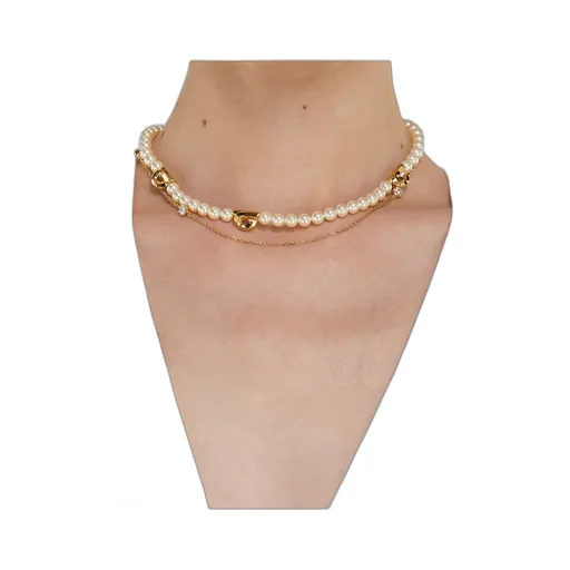 Double Strand Necklace With Pearls