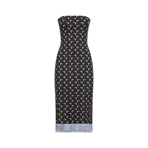 Marine Serre Black Recycled Jersey Moon Bustier Dress