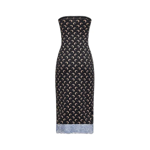 Marine Serre Black Recycled Jersey Moon Bustier Dress