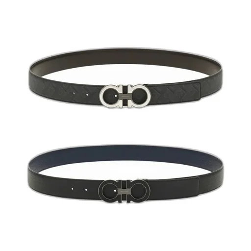 Reversible And Adjustable Gancini Belt With Switch Buckle