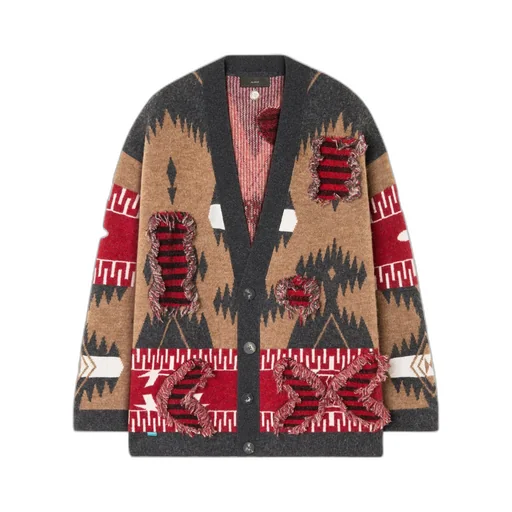 Patterned Fringed Cardigan