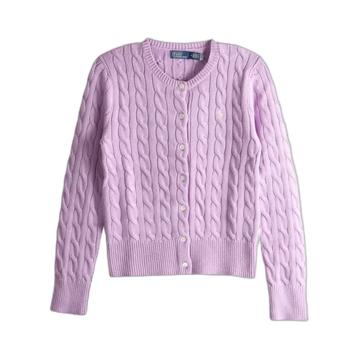 Polo Ralph Lauren Logo Embroidered Cable-Knit Cardigan
