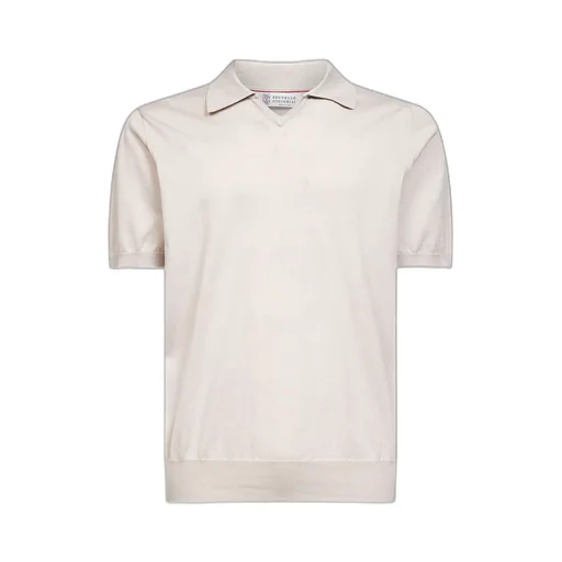 Brunello Cucinelli Short Sleeved Ribbed Polo Shirt