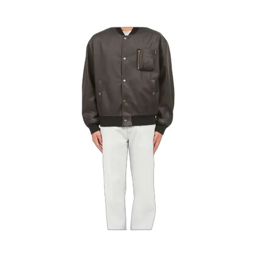 Leather-Effect Zip-Pocket Bomber Jacket