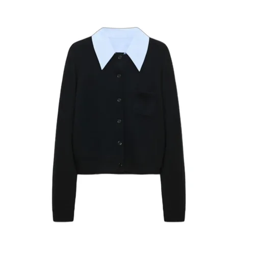 Cardigan With Contrast Collar