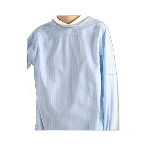 Prada Logo Embroidered Striped Poplin Top
