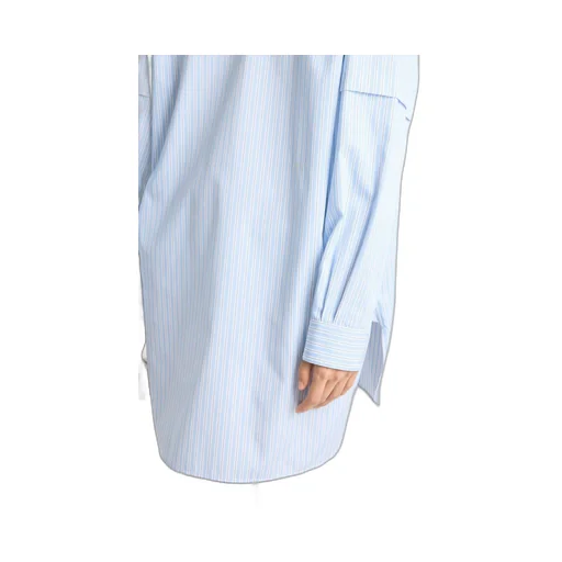 Prada Logo Embroidered Striped Poplin Top