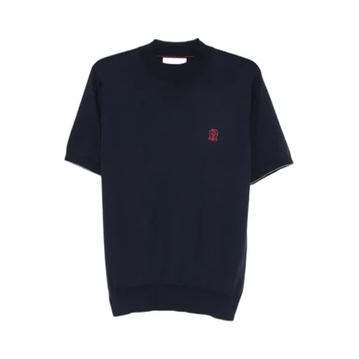 Brunello Cucinelli Mock-Neck Short Sleeved Knitted Jumper