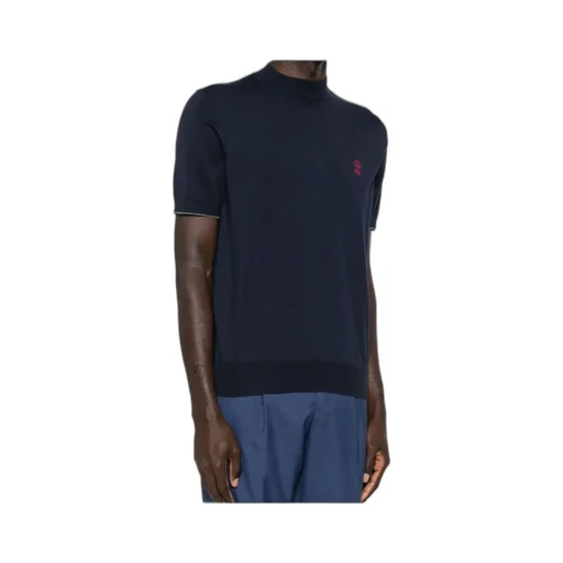 Brunello Cucinelli Mock-Neck Short Sleeved Knitted Jumper