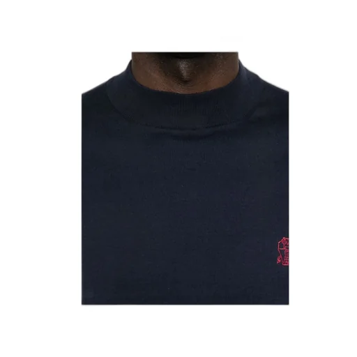 Brunello Cucinelli Mock-Neck Short Sleeved Knitted Jumper