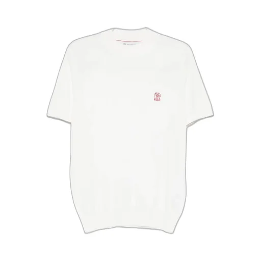 Embroidered-Logo Knitted T-Shirt