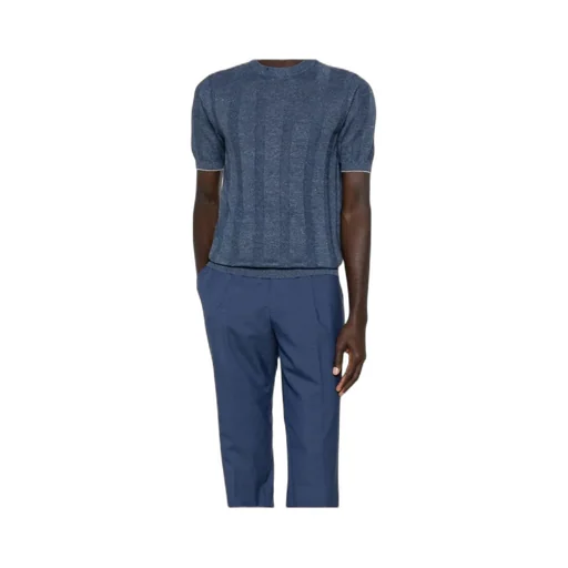 Ribbed Short-Sleeve Knitted T-Shirt