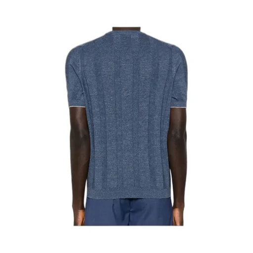 Ribbed Short-Sleeve Knitted T-Shirt