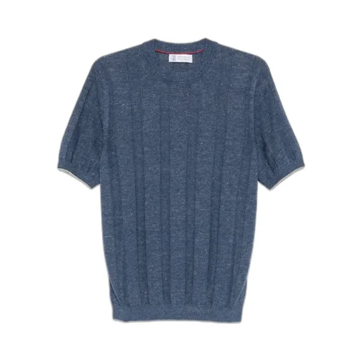 Ribbed Short-Sleeve Knitted T-Shirt