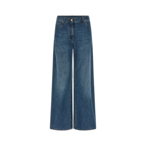 Brunello Cucinelli Logo Patch Wide-Leg Jeans