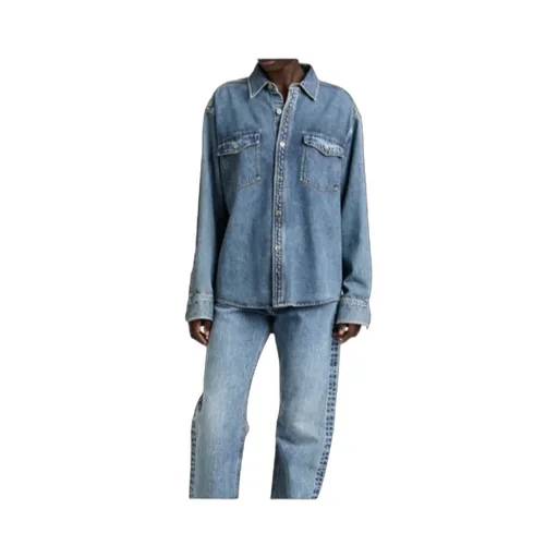 Chest-Pocket Long-Sleeve Denim Shirt