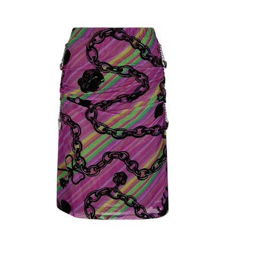 Chain-Print Mesh Skirt