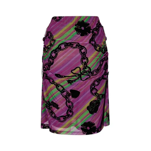 Chain-Print Mesh Skirt