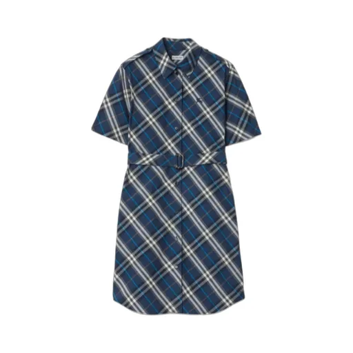 Check-Pattern Mini Shirt Dress