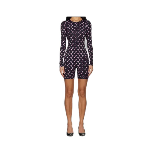 Marine Serre Moon Print Long-Sleeve Short Catsuit
