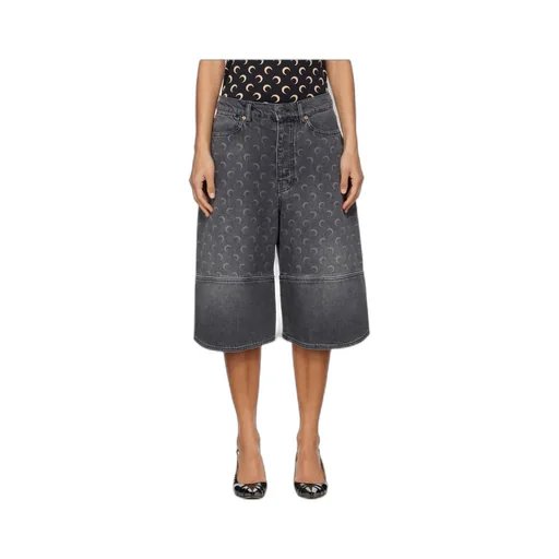 Grey Moon Laser Denim Shorts
