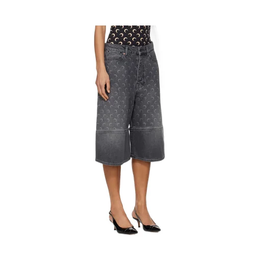 Grey Moon Laser Denim Shorts