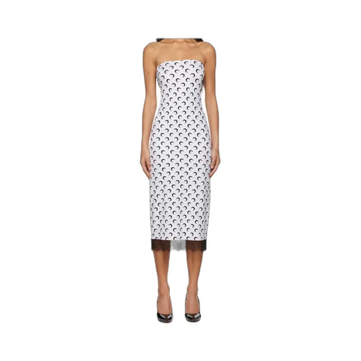White Recycled Moon Jersey Bustier Midi Dress