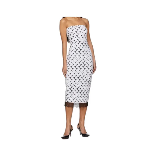 White Recycled Moon Jersey Bustier Midi Dress